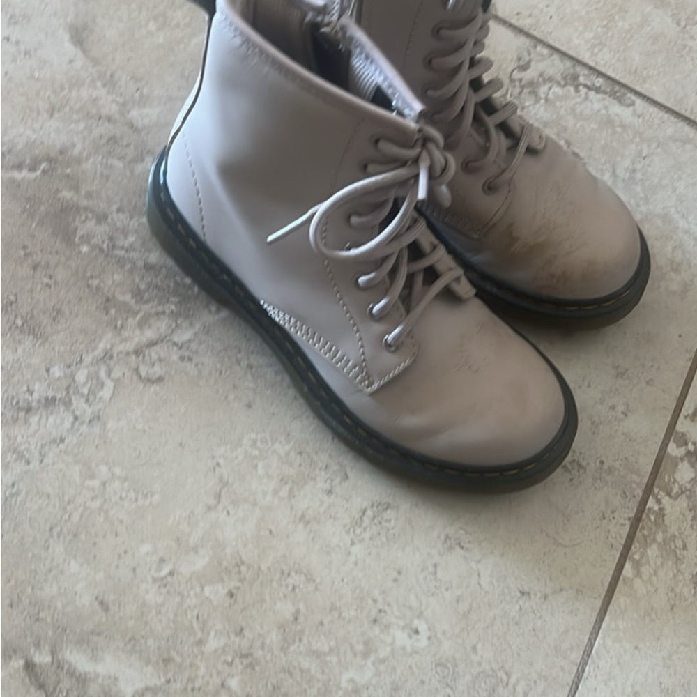 Light Gray Lace-Up Boots